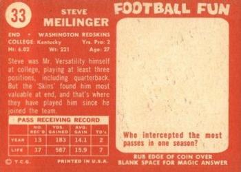 1958 Topps #33 Steve Meilinger Back