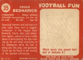 1958 Topps #35 Chuck Bednarik Back
