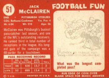 1958 Topps #51 Jack McClairen Back