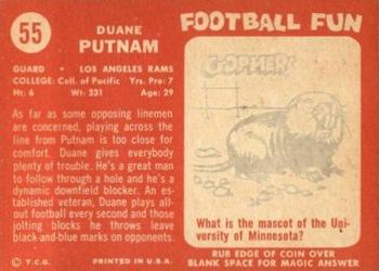 1958 Topps #55 Duane Putnam Back