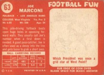 1958 Topps #63 Joe Marconi Back