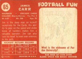 1958 Topps #65 Jimmy Carr Back