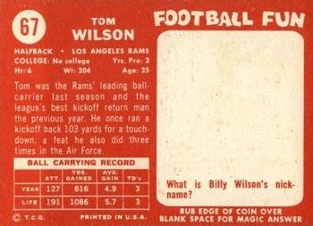 1958 Topps #67 Tom Wilson Back