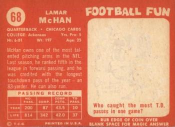 1958 Topps #68 Lamar McHan Back