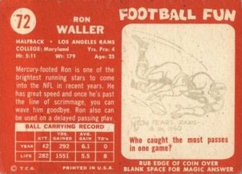 1958 Topps #72 Ron Waller Back
