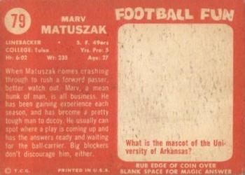 1958 Topps #79 Marv Matuszak Back