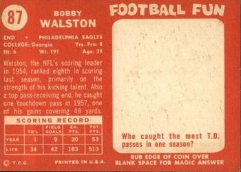 1958 Topps #87 Bob Walston Back