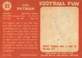 1958 Topps #88 Earl Putman Back