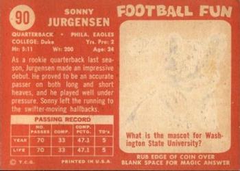 1958 Topps #90 Sonny Jurgensen Back