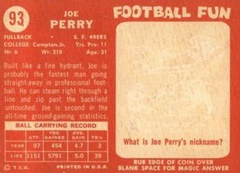 1958 Topps #93 Joe Perry Back