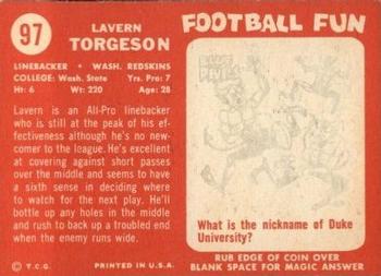 1958 Topps #97 Torgy Torgeson Back