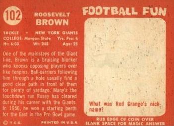 1958 Topps #102 Roosevelt Brown Back