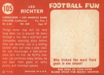 1958 Topps #105 Les Richter Back
