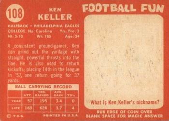 1958 Topps #108 Ken Keller Back