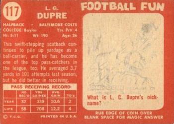 1958 Topps #117 L.G. Dupre Back