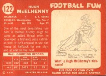 1958 Topps #122 Hugh McElhenny Back