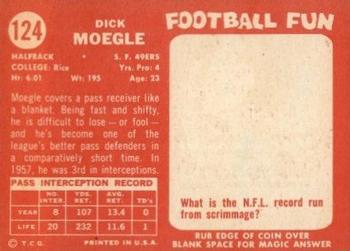 1958 Topps #124 Dick Moegle Back
