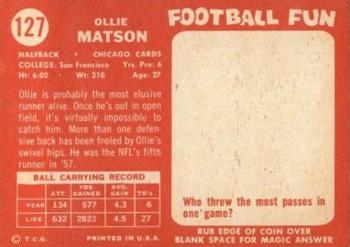 1958 Topps #127 Ollie Matson Back