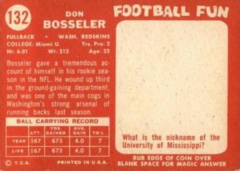 1958 Topps #132 Don Bosseler Back