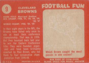 1958 Topps #9 Cleveland Browns Back