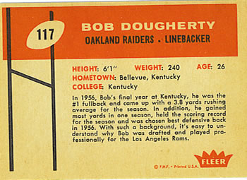 1960 Fleer #117 Bob Dougherty Back