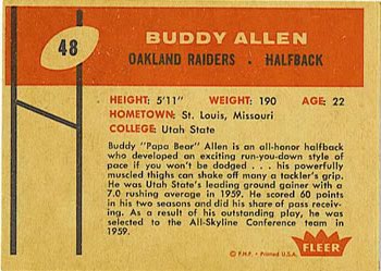 1960 Fleer #48 Buddy Allen Back