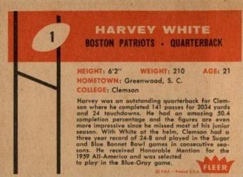 1960 Fleer #1 Harvey White Back