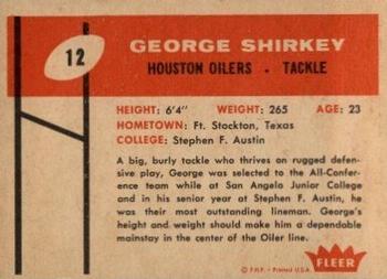 1960 Fleer #12 George Shirkey Back