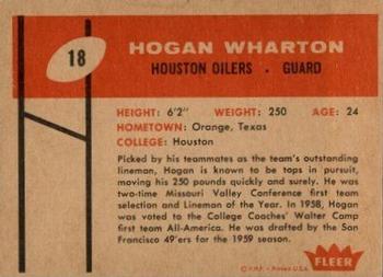 1960 Fleer #18 Hogan Wharton Back
