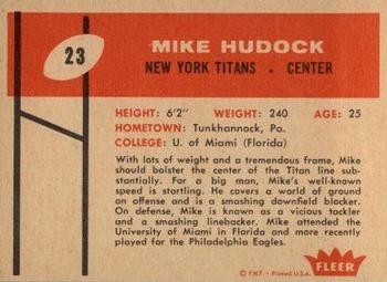 1960 Fleer #23 Mike Hudock Back