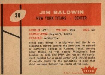 1960 Fleer #30 Jim Baldwin Back