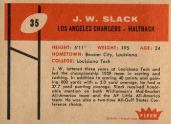 1960 Fleer #35 J.W. Slack Back