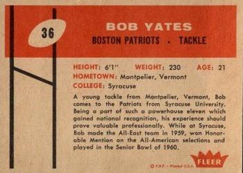 1960 Fleer #36 Bob Yates Back