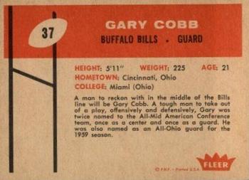 1960 Fleer #37 Gary Cobb Back