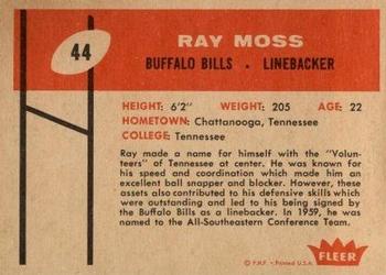 1960 Fleer #44 Ray Moss Back