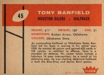 1960 Fleer #45 Tony Banfield Back