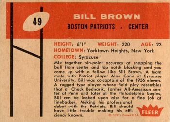 1960 Fleer #49 Bill Brown Back
