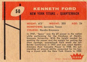 1960 Fleer #50 Kenneth Ford Back