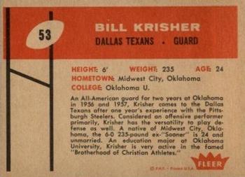 1960 Fleer #53 Bill Krisher Back