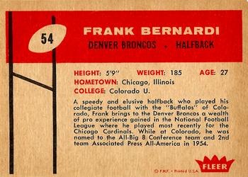 1960 Fleer #54 Frank Bernardi Back