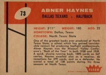 1960 Fleer #73 Abner Haynes Back