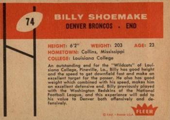 1960 Fleer #74 Billy Shoemake Back