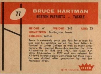 1960 Fleer #77 Bruce Hartman Back