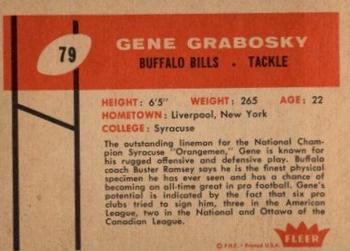 1960 Fleer #79 Gene Grabosky Back