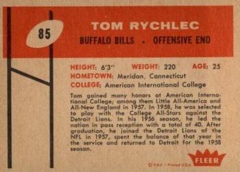 1960 Fleer #85 Tom Rychlec Back