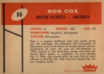 1960 Fleer #86 Bob Cox Back