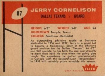 1960 Fleer #87 Jerry Cornelison Back