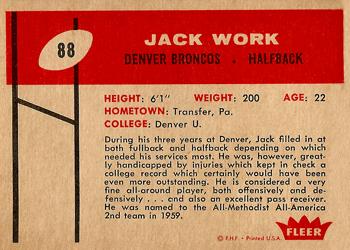 1960 Fleer #88 Jack Work Back