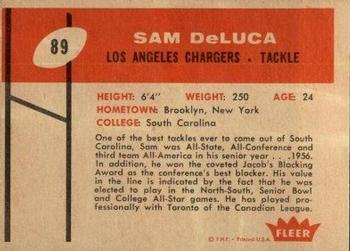 1960 Fleer #89 Sam DeLuca Back