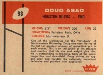 1960 Fleer #93 Doug Asad Back
